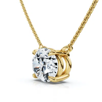 Pompeii3 1ct Solitaire Oval Diamond Pendant 14k Gold Women's 18" Chain Lab Grown