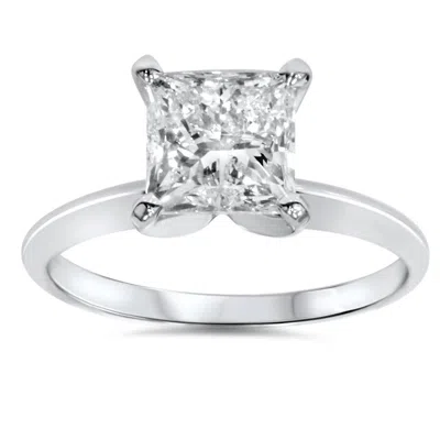 Pompeii3 1ct Solitaire Princess Cut Diamond Engagement Ring 14k White Gold Size Selectable In Metallic
