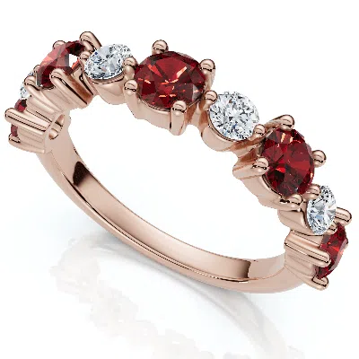 Pompeii3 1ct Sylvia Ruby & Diamond Anniversary Ring Gold Lab Grown