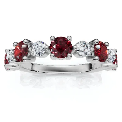 Pompeii3 1ct Sylvia Ruby & Diamond Anniversary Ring Gold Lab Grown In Silver