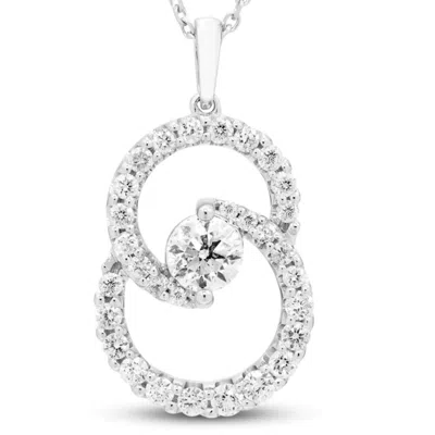 Pompeii3 1ct T. W. Circled By Love Diamond Pendant 10k White Gold Women's Necklace In Multi