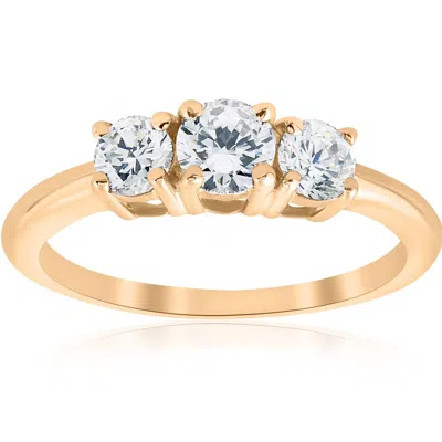 Pompeii3 1ct Three Stone Diamond Engagement Anniversary Ring 14k Yellow Gold In Multi