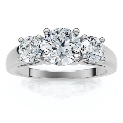 Pompeii3 1ct Three Stone Diamond Engagement Ring 14k Gold Or Platinum Lab Grown Fg/vs In Metallic