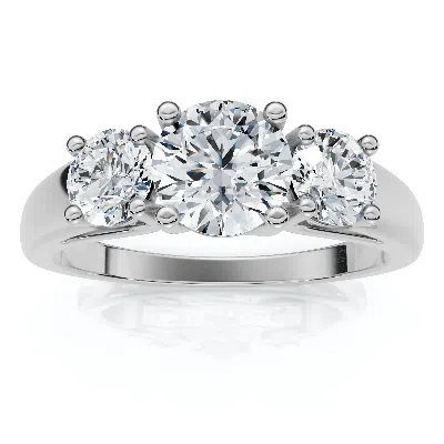 Pompeii3 2ct Three Stone Diamond Anniversary Engagement Ring 14k Gold Or Pt Lab Grown In Silver