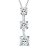Pompeii3 1ct Three Stone Diamond Stick Pendant 14k White Gold In Multi