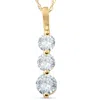 Pompeii3 1ct Three Stone Past Present Future Diamond Pendant 14k Yellow Gold In Silver