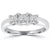 Pompeii3 1ct Three Stone Princess Cut Diamond Engagement Ring 14k White Gold In Silver
