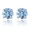 Pompeii3 1ct Tw Aquamarine 5mm Studs In 10k White Or Yellow Gold In Blue
