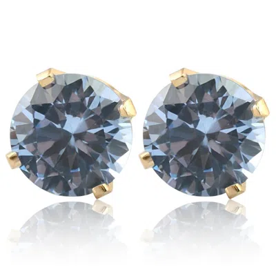 Pompeii3 1ct Tw Blue Topaz Studs In 10k White Or Yellow Gold In Metallic