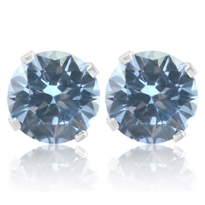 Pompeii3 1ct Tw Blue Topaz Studs In 10k White Or Yellow Gold In Pink