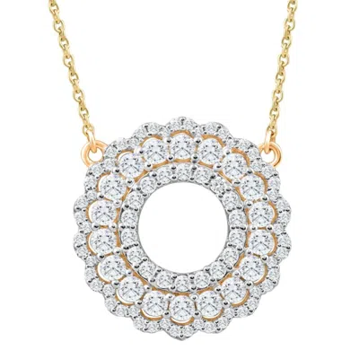 Pompeii3 1ct Tw Diamond Circle Pendant Women's Lab Grown 18mm Wide 18" Necklace In Silver
