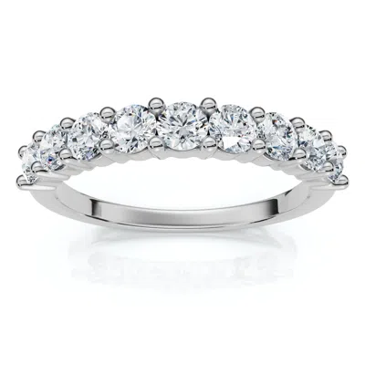 Pompeii3 1ct Tw Half Eternity Round Diamond Wedding Band 14k Gold Or Platinum Lab Grown In Metallic