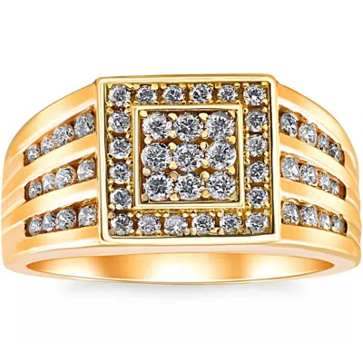 Pompeii3 1ct Tw Diamond Men's Anniversary Wedding Ring High Polished Band 10k Yellow Gold In Multi