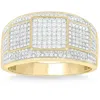 Pompeii3 1ct Tw Diamond Men's Ring 10k Yellow Gold 12mm Wide In White