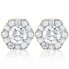 POMPEII3 1CT TW DIAMOND STUDS HEXAGON HALO LAB GROWN EARRINGS WHITE OR YELLOW GOLD