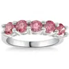 Pompeii3 1ct Tw Five Stone Pink Diamond Wedding Ring Lab Grown Band 14k White Gold In Multi