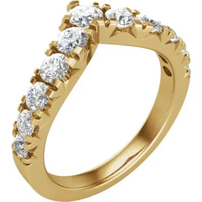 Pompeii3 1ct Tw Graduated Diamond Wedding Curved Contour Ring 14k Gold Lab Grown In Orange
