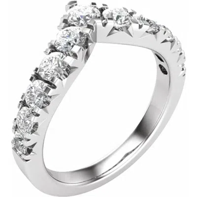Pompeii3 1ct Tw Graduated Diamond Wedding Curved Contour Ring 14k Gold Lab Grown In Silver