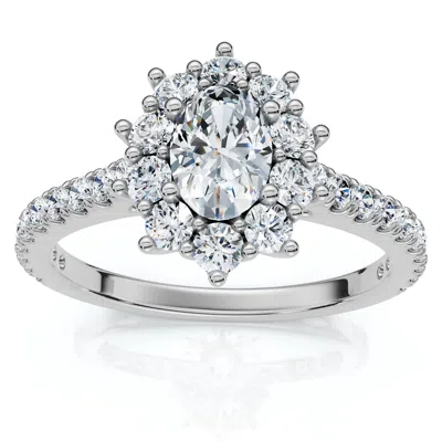 Pompeii3 1ct Tw Oval Halo Diamond Engagement Ring 14k Gold Or Platinum Lab Grown