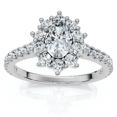 Pompeii3 1ct Tw Oval Halo Diamond Engagement Ring 14k Gold Or Platinum Lab Grown In Silver