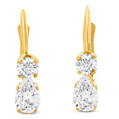 Pompeii3 1ct Tw Pear Shape Diamond Leverback Hoops Women's Earrings 14k Gold 1/2" Tall In Silver