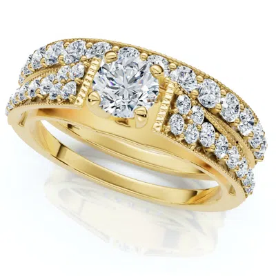 Pompeii3 1ct Tw Vintage Engagement Wedding Ring Set Lab Grown 14k Gold In Multi