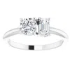 Pompeii3 1ct Two Stone Moissanite Emerald Round Engagement Ring White Yellow Or Rose Gold In Multi
