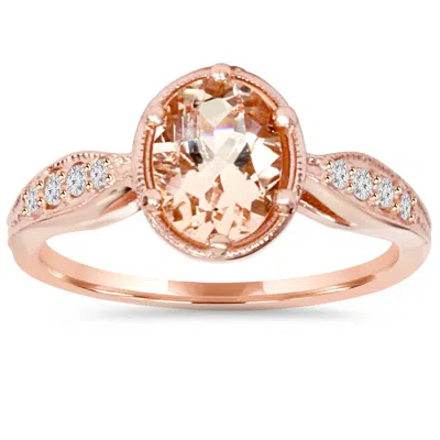 Pompeii3 1ct Vintage Morganite & Diamond Ring 14k Rose Gold In Multi