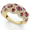 Pompeii3 1ct Wavy Ruby & Diamond Ring 14k Gold Lab Grown