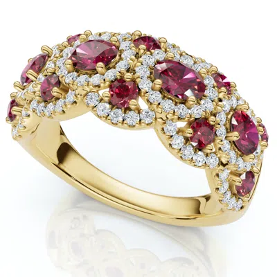 Pompeii3 1ct Wavy Ruby & Diamond Ring 14k Gold Lab Grown