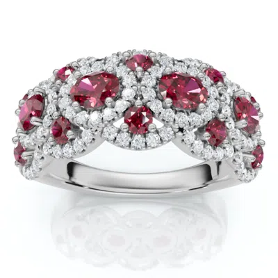 Pompeii3 1ct Wavy Ruby & Diamond Ring 14k Gold Lab Grown