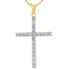 Pompeii3 1ct Yellow Gold Diamond Cross Pendant 10k Yellow Gold Necklace (3/4 Inch Tall) In Silver