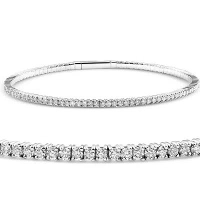 Pompeii3 2 - 10ct Tw Flexible Diamond Bangle Tennis Bracelet Lab Grown 14k Gold In Metallic