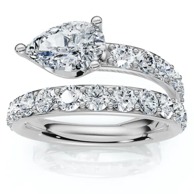 Pompeii3 2 1/10ct Sonya Pear Diamond Wrap Ring 14k Gold Or Platinum Ef/vs In Green