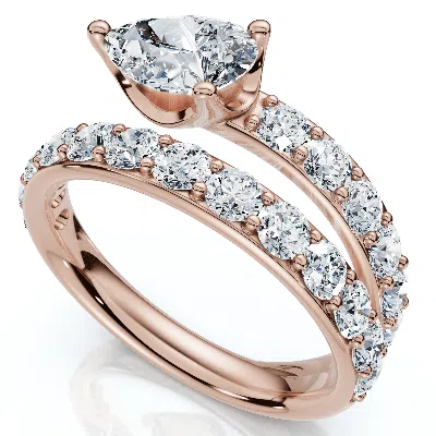 Pompeii3 2 1/10ct Sonya Pear Diamond Wrap Ring 14k Gold Or Platinum Ef/vs In Metallic