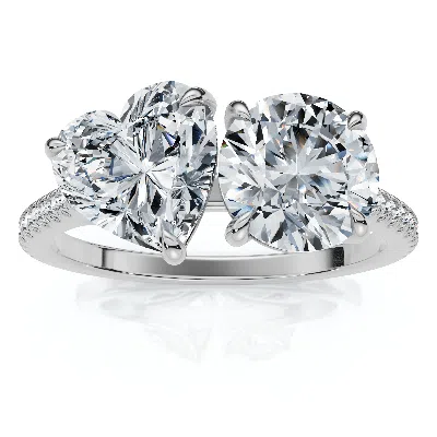 Pompeii3 2 1/10ct Toi Et Moi Heart And Round Diamond Ring 14k Gold Or Platinum Lab Grown
