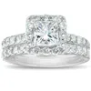 Pompeii3 2 1/2 Ct Halo Princess Cut Diamond Engagement Wedding Ring Set 14k White Gold In Multi