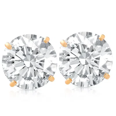 Pompeii3 2 1/2 Ct Tw (7mm) Round Moissanite Studs 14k Yellow Gold In Multi