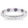 Pompeii3 2 1/2ct Amethyst & Diamond Eternity Ring 14k White Gold In Multi