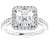 Pompeii3 2 1/2ct Asscher Cut Moissanite & Diamond Halo Engagement Ring In 10k Gold In Multi