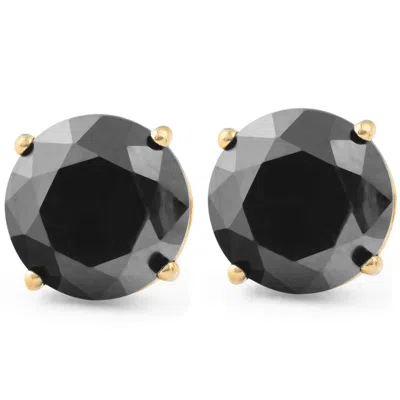 Pompeii3 2 1/2ct Black Diamond Studs 14k Yellow Gold Earrings