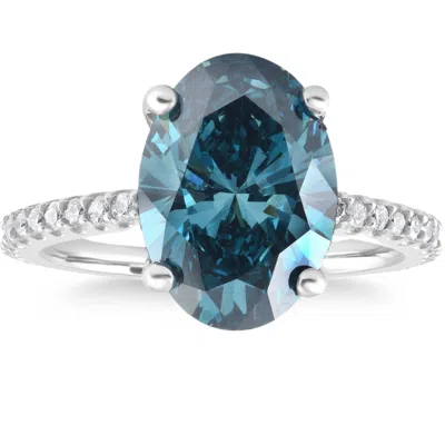 Pompeii3 2 1/2ct Blue Oval Diamond Engagement Ring In 14k White Gold