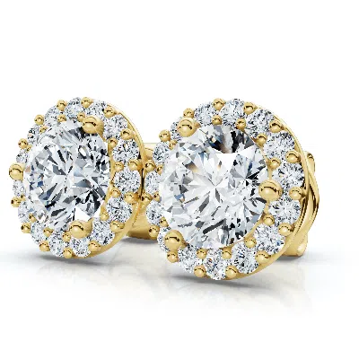 Pompeii3 2 1/2ct Diamond 14k Gold Lab Grown Halo Earrings In Pink