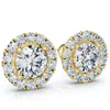 Pompeii3 2 1/2ct Diamond Halo Studs 14k Gold Lab Grown Women's Earrings In Gold
