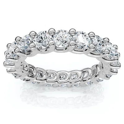 Pompeii3 2 1/2ct Diamond U Prong Eternity Ring In 14k Gold Or Platinum Lab Grown In Red