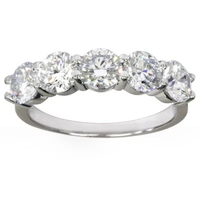 Pompeii3 2 1/2ct Five Stone Lab Grown Diamond Wedding Ring 14k White Gold In Silver