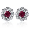 Pompeii3 2 1/2ct Genuine Ruby & Diamond Halo Studs Earrings 14k White Gold In Multi