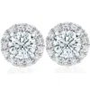 Pompeii3 2 1/2ct Halo Diamond Studs Solid 14k White Gold In Silver