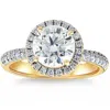 Pompeii3 2 1/2ct Halo Moissanite & Lab Grown Diamond Engagement Ring White Or Yellow Gold In Silver