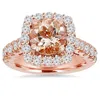 Pompeii3 2 1/2ct Morganite & Diamond Cushion Halo Engagement Ring 14k Rose Gold In Multi